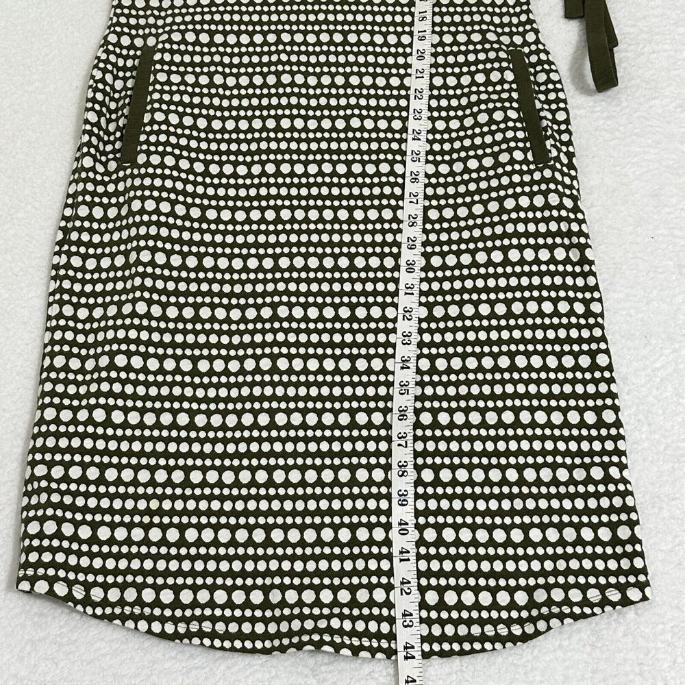 Boden Women's Sleeveless Midi Shirt Dress Pockets Tie Belt Size 10L Olive White - Picture 6 of 9